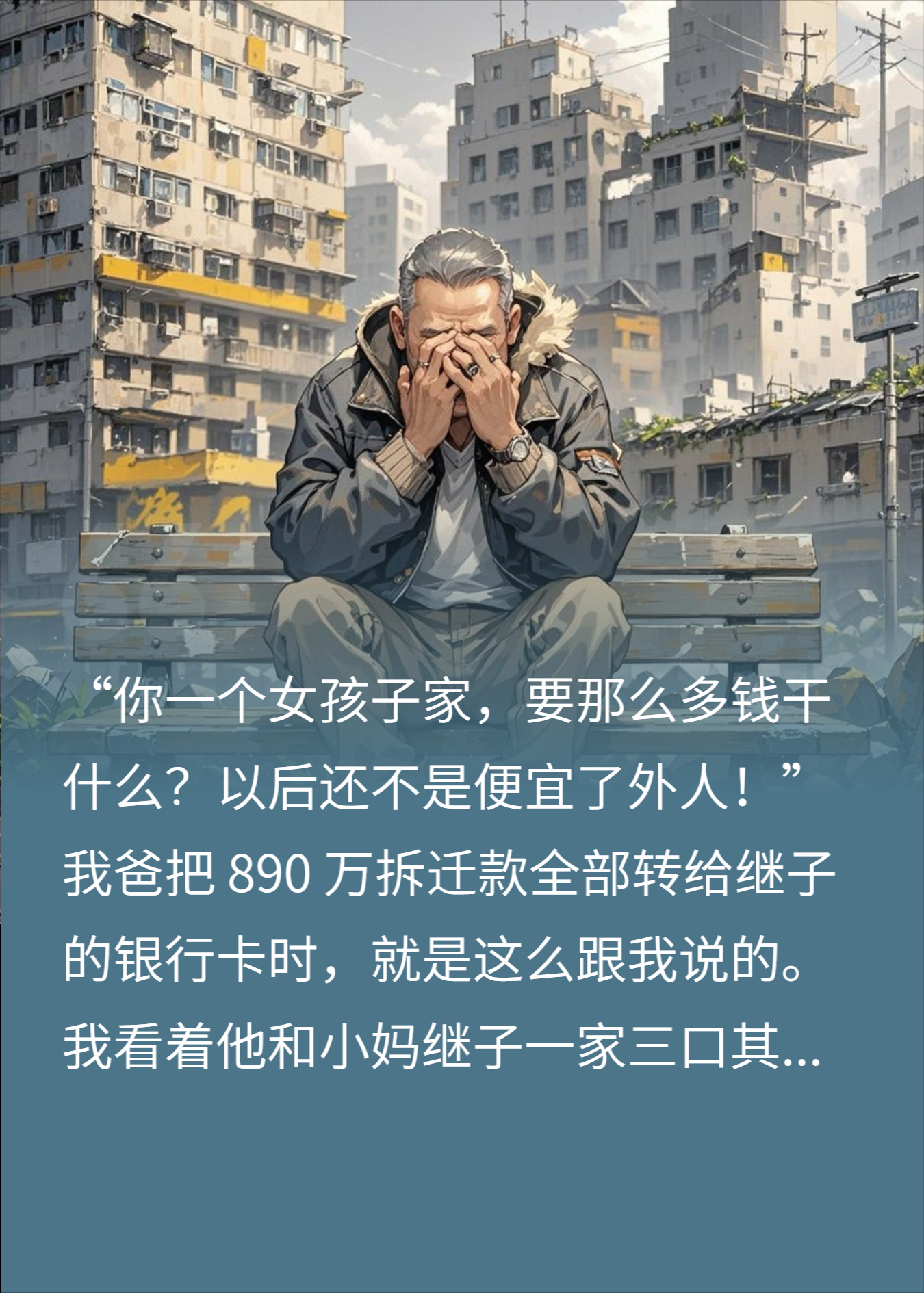 独吞拆迁款赶走亲女，十五年后继子跑路，他街头痛哭