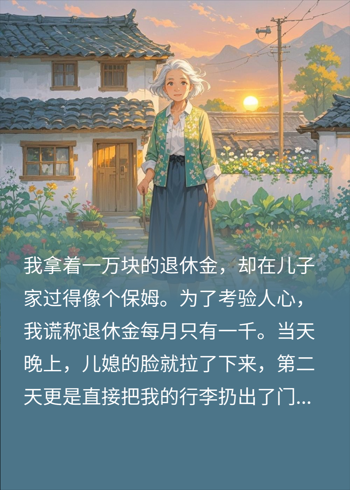 我谎称退休金一千被赶，得知真相她疯狂讨好