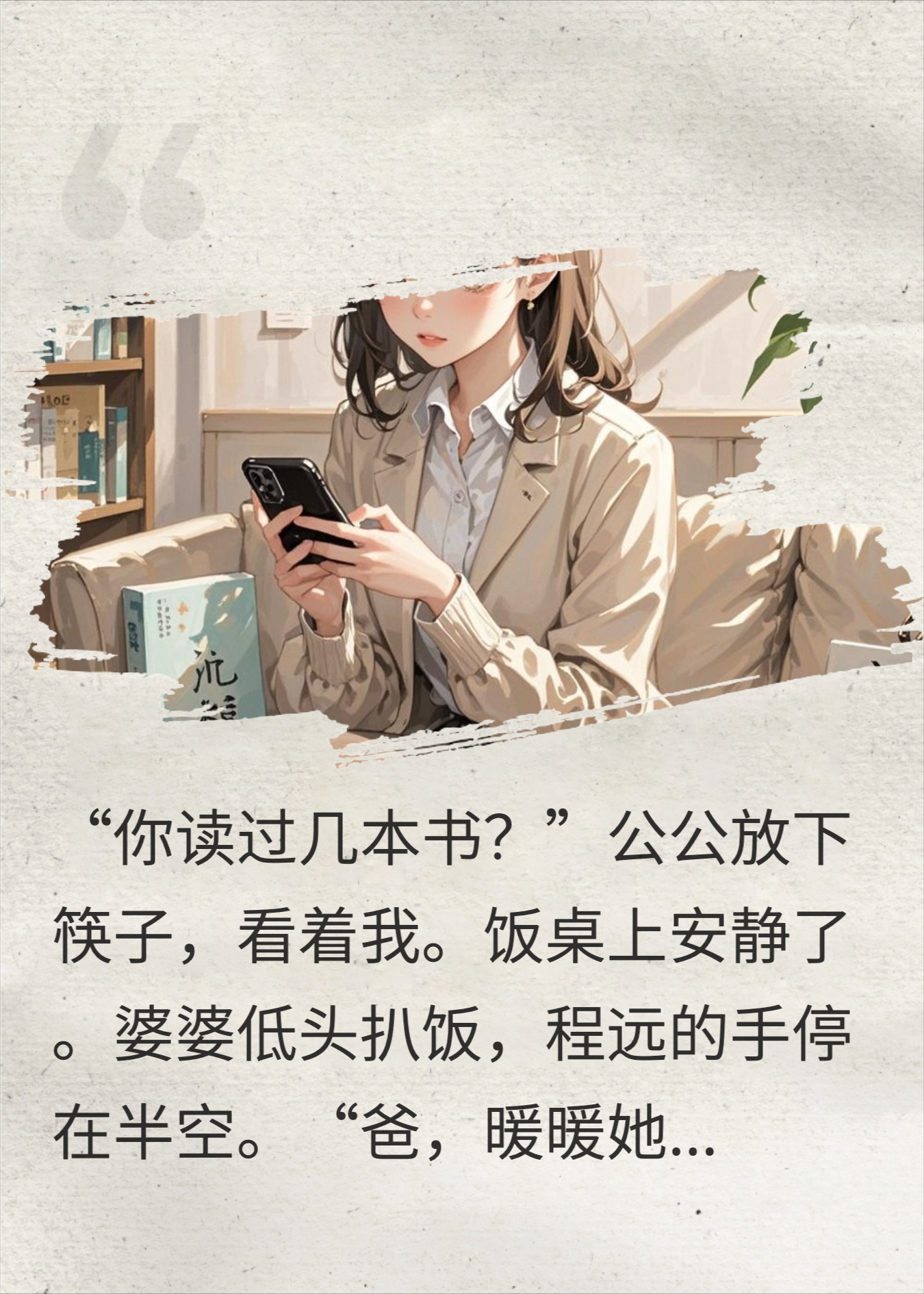 嫌我没文化的公公，他不知道他读的小说是我写的