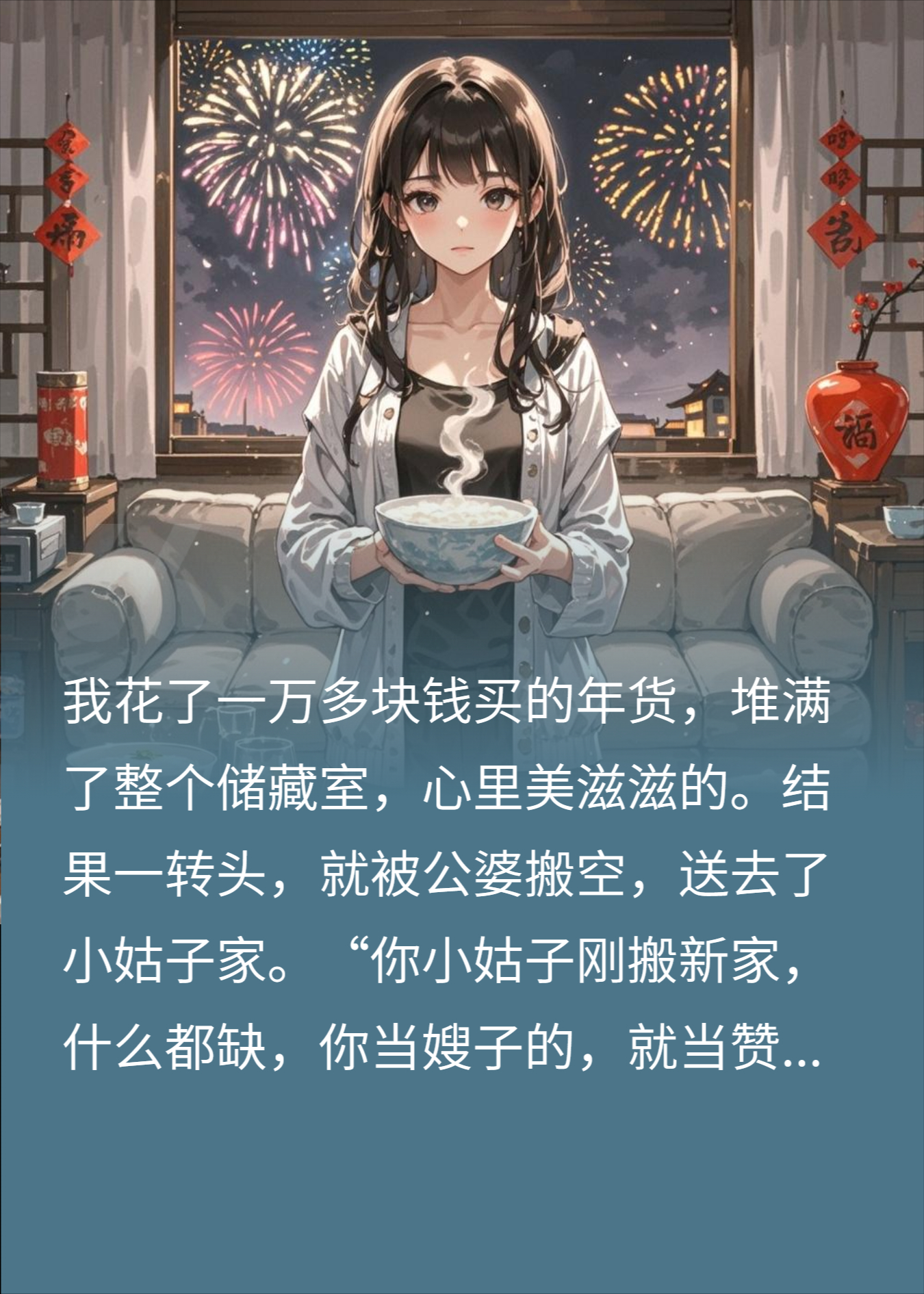 万元年货被公婆送小姑子？我煮白粥怒怼：您去那边吃！