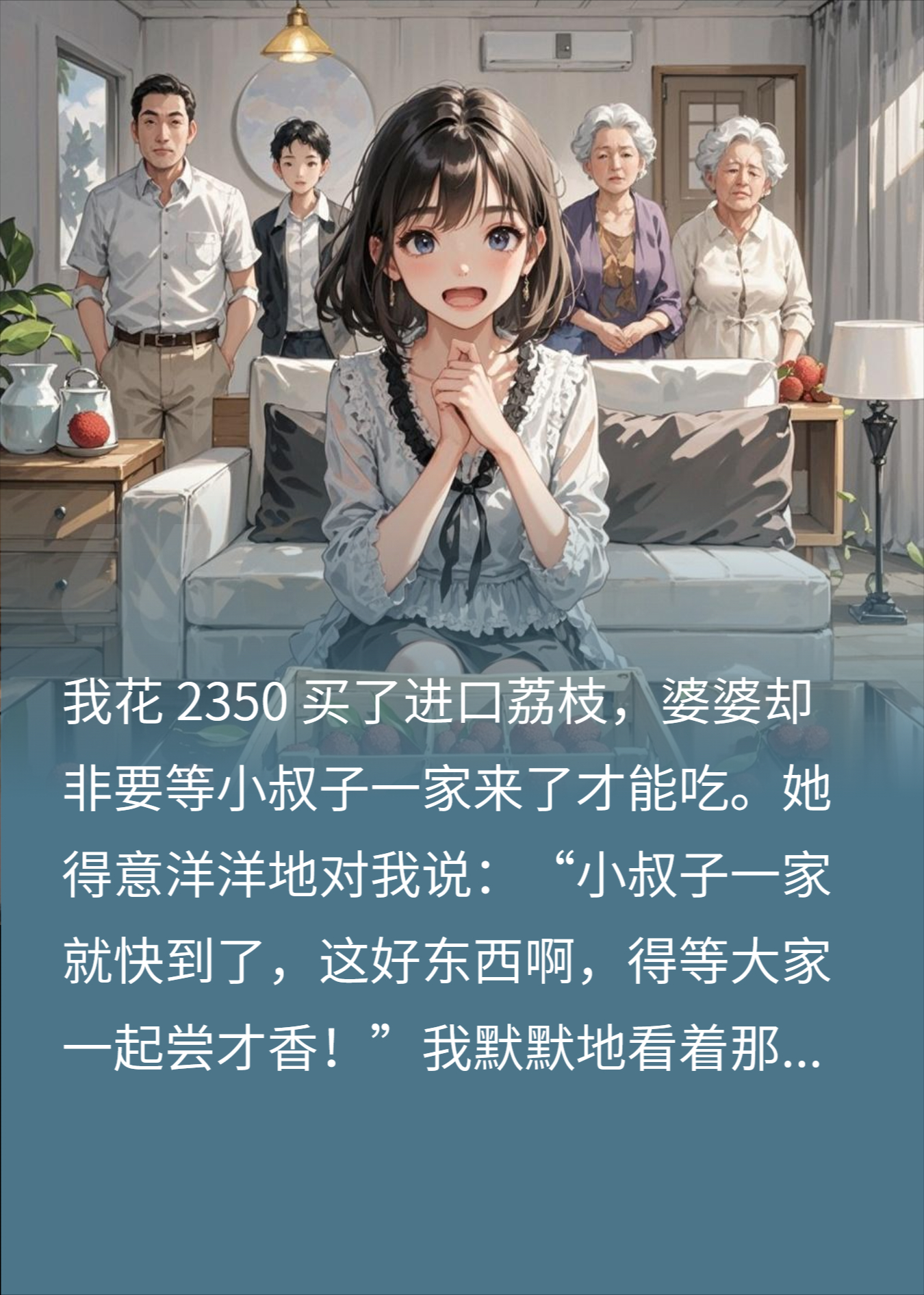 我买的荔枝婆婆藏起等小叔子，我当面吃光，她脸都绿了